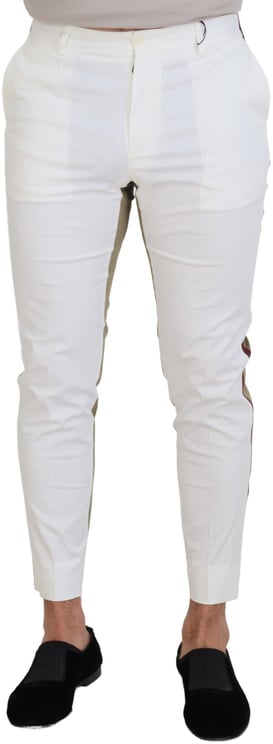 Dolce & Gabbana Dolce & Gabbana White Brown Slim Fit Chino Pants
