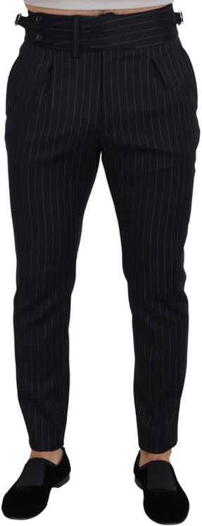 Dolce & Gabbana Dolce & Gabbana Black Wool Striped Chino Pants