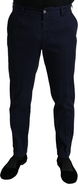 Dolce & Gabbana Dolce & Gabbana Dark Blue Cotton Stretch Slim Fit Dress Pants