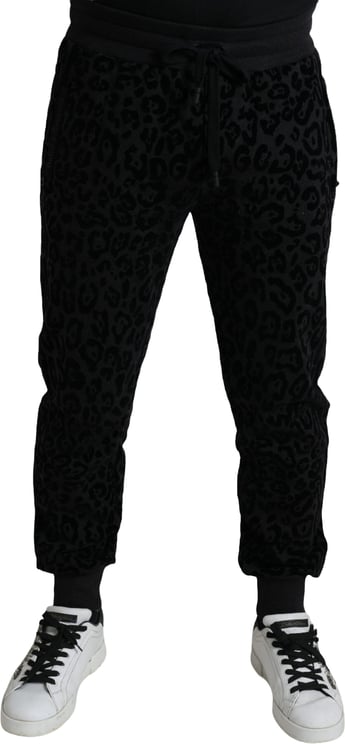 Dolce & Gabbana Dolce & Gabbana Black Leopard Cotton Slim Fit Jogger Pants