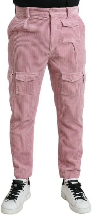 Dolce & Gabbana Dolce & Gabbana Pink Corduroy Cotton Stretch Skinny Cargo Jeans