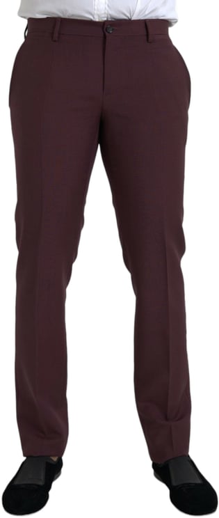 Dolce & Gabbana Dolce & Gabbana Maroon Wool Men Slim Fit Dress Pants