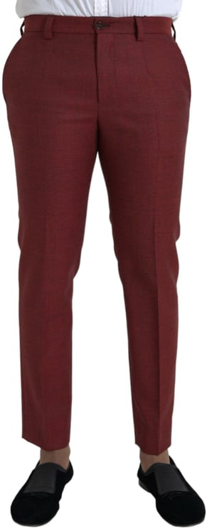 Dolce & Gabbana Dolce & Gabbana Maroon Wool Men Skinny Dress Pants