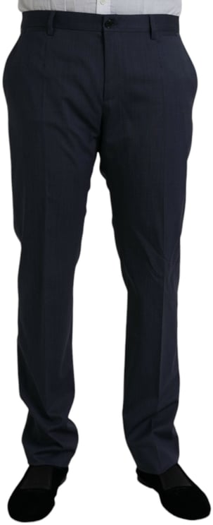 Dolce & Gabbana Dolce & Gabbana Blue Wool Slim Fit Dress Formal Pants