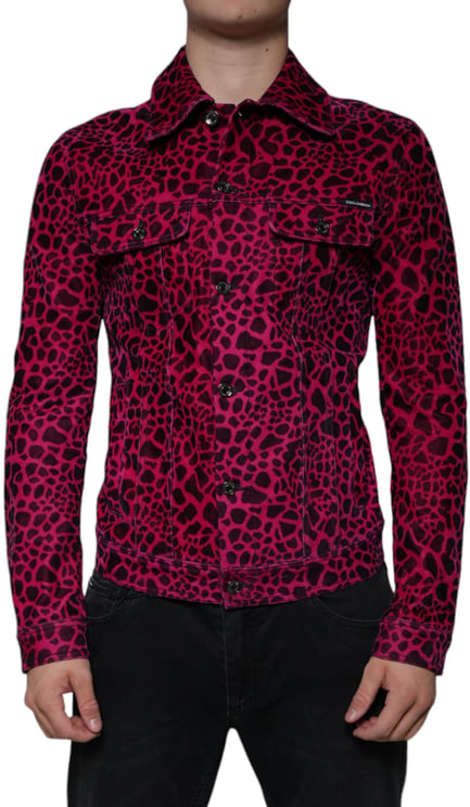 Dolce & Gabbana Dolce & Gabbana Fuchsia Leopard Button Down Collared Jacket