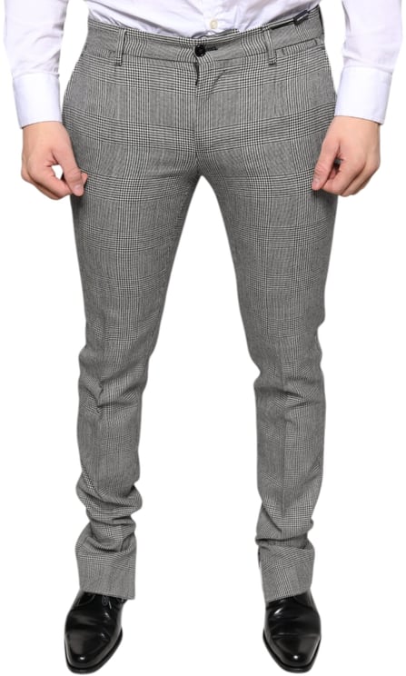 Dolce & Gabbana Dolce & Gabbana Gray Check Tartan Wool Skinny Pants