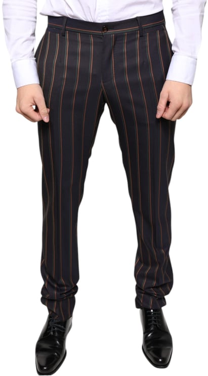 Dolce & Gabbana Dolce & Gabbana Brown Stripes Skinny Men Dress Pants