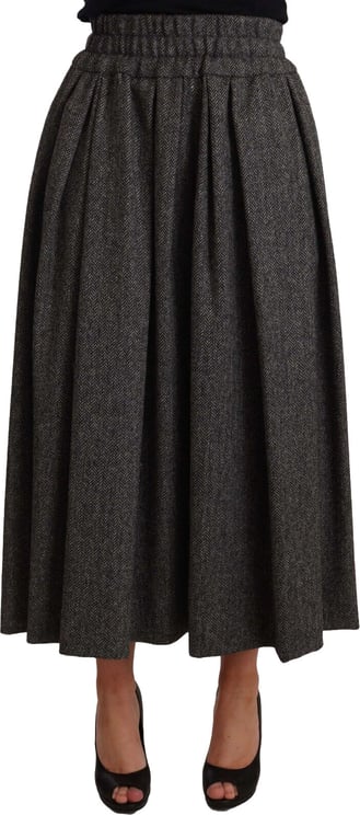 Dolce & Gabbana Dolce & Gabbana Gray Wool High Waist A-line PIECE Skirt