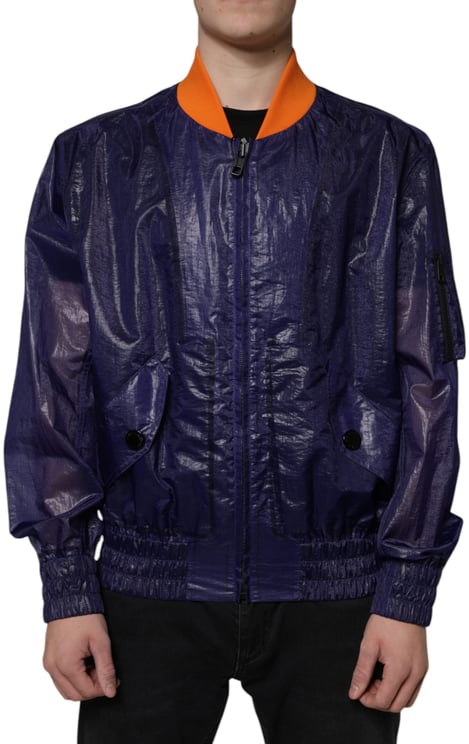 Dolce & Gabbana Dolce & Gabbana Blue Cotton Stretch Full Zip Bomber Jacket