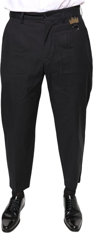 Dolce & Gabbana Dolce & Gabbana Black Crown Cotton Dress Pants