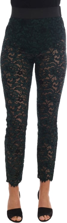 Dolce & Gabbana Dolce & Gabbana Green Floral Lace Leggings Pants