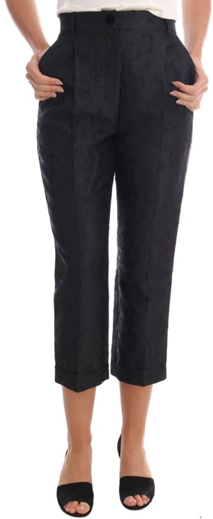 Dolce & Gabbana Dolce & Gabbana Black Floral Brocade Capri Pants