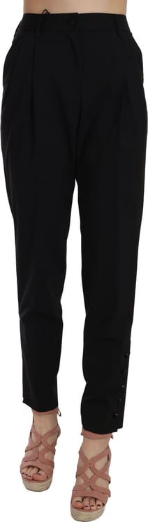 Dolce & Gabbana Dolce & Gabbana Black Button Pleated Tapered Trouser Pants