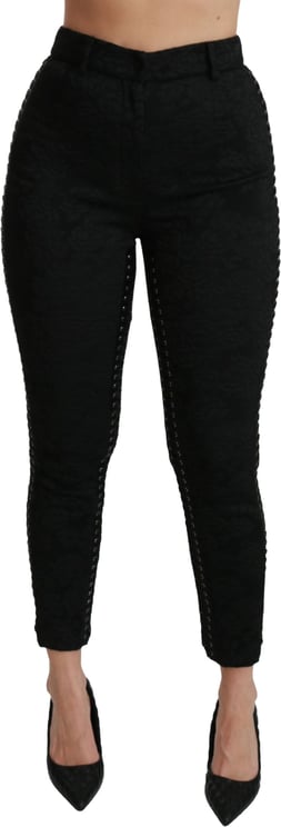 Dolce & Gabbana Dolce & Gabbana Black Brocade Skinny High Waist Pants