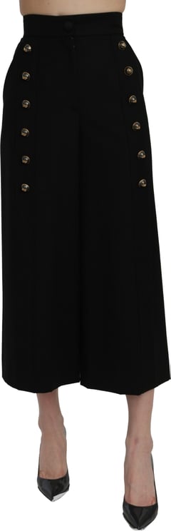 Dolce & Gabbana Dolce & Gabbana Black High Waist Wide Leg Cropped Pants