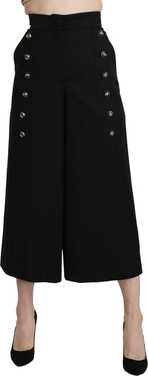 Dolce & Gabbana Dolce & Gabbana Black Wide Wool Leg Cropped Trouser Pant