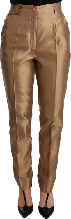 Dolce & Gabbana Dolce & Gabbana Gold Silk Tapered Trouser Metallic Pants