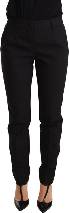 Dolce & Gabbana Dolce & Gabbana Black Tapered Women Trouser Virgin Wool Pants