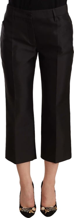 Dolce & Gabbana Dolce & Gabbana Black 100% Silk Flared Cropped Pants