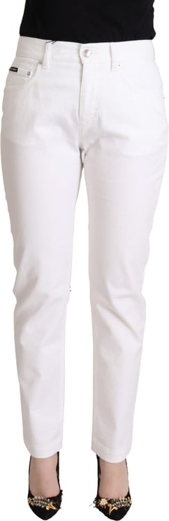 Dolce & Gabbana Dolce & Gabbana White Cotton Mid Waist Denim Tapered Jeans