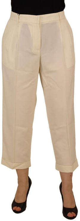 Dolce & Gabbana Dolce & Gabbana Ivory High Waist Cropped Folded Hem Trousers Pants