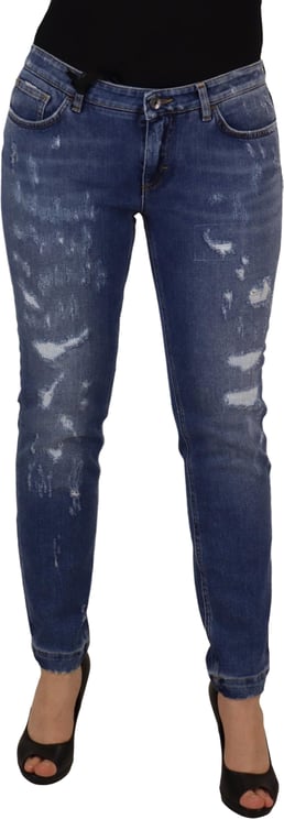 Dolce & Gabbana Dolce & Gabbana Blue Washed Cotton Skinny Low Waist Denim Jeans