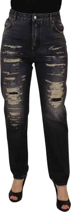 Dolce & Gabbana Dolce & Gabbana Black Washed Tattered High Waist Denim Jeans