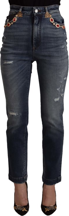 Dolce & Gabbana Dolce & Gabbana Blue Denim Crystal Embellished Pants Jeans