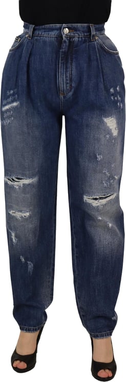 Dolce & Gabbana Dolce & Gabbana Blue Washed High Waist Loose Fit Pants