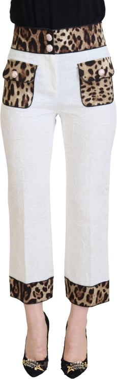 Dolce & Gabbana Dolce & Gabbana White Leopard Print High Waist Pants