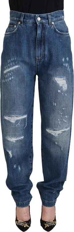Dolce & Gabbana Dolce & Gabbana Blue Washed Cotton Tattered Denim Jeans