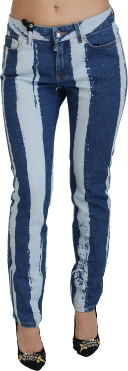 Dolce & Gabbana Dolce & Gabbana Cobalt Blue Stripes Skinny Denim Cotton Jeans