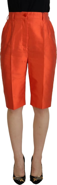 Dolce & Gabbana Dolce & Gabbana Orange Silk High Waist Cropped Pants