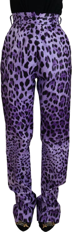 Dolce & Gabbana Dolce & Gabbana Purple Leopard Print High Waist Pants