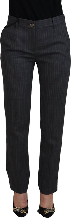 Dolce & Gabbana Dolce & Gabbana Gray Stripes Wool Tapered Women Pants
