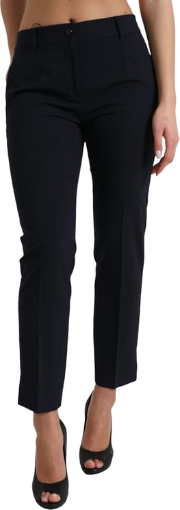 Dolce & Gabbana Dolce & Gabbana Blue Mid Waist Tapered Cropped Pants
