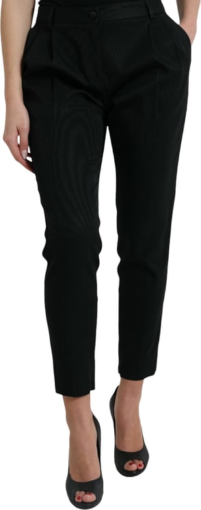 Dolce & Gabbana Dolce & Gabbana Black Wool High Waist Cropped Tapered Pants