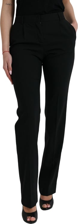 Dolce & Gabbana Dolce & Gabbana Black Wool Mid Waist Tapered Pants