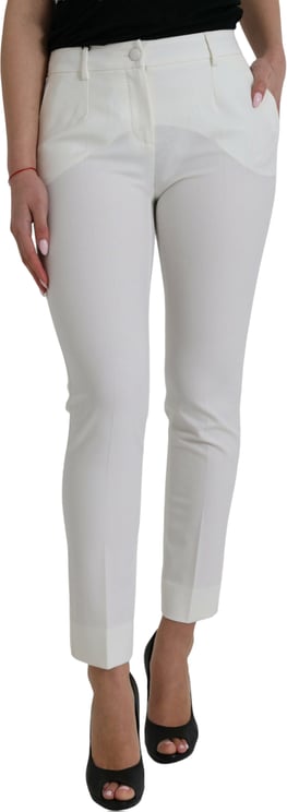 Dolce & Gabbana Dolce & Gabbana White Wool Mid Waist Tapered Pants