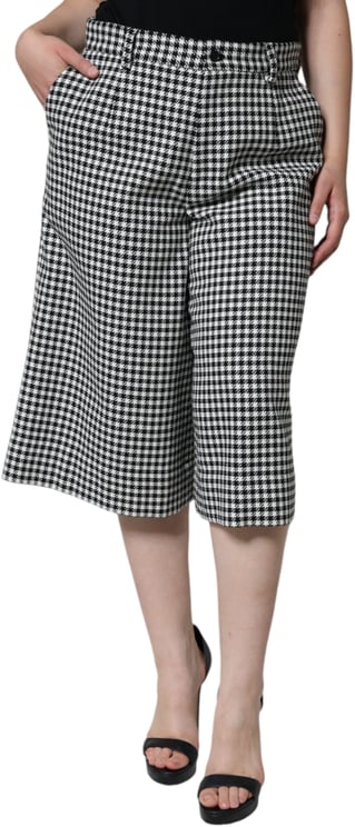 Dolce & Gabbana Dolce & Gabbana Black White Houndstooth Cropped Wide Leg Pants