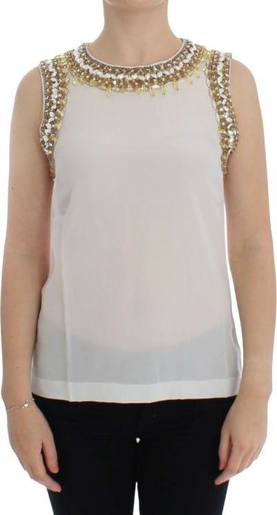 Dolce & Gabbana Dolce & Gabbana White crystal embellished tank top