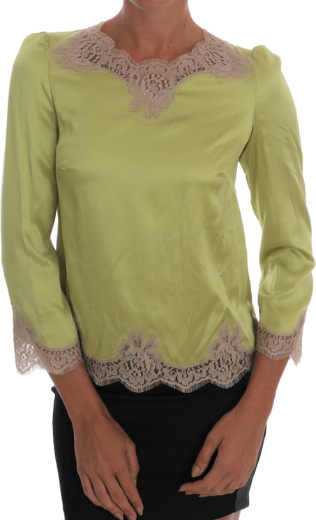 Dolce & Gabbana Dolce & Gabbana Green Silk Stretch Blouse Top