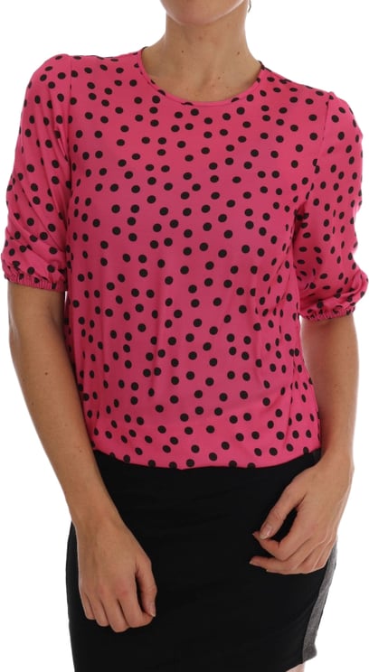 Dolce & Gabbana Dolce & Gabbana Pink Polka Dotted Silk Blouse