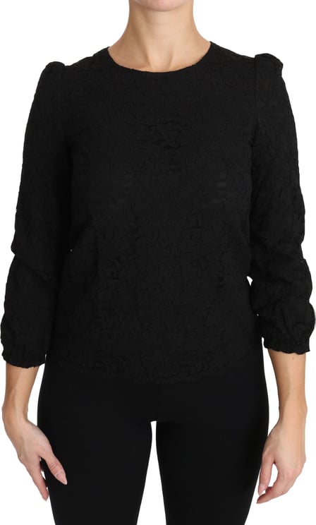 Dolce & Gabbana Dolce & Gabbana Black Floral Lace Zipper Top Blouse