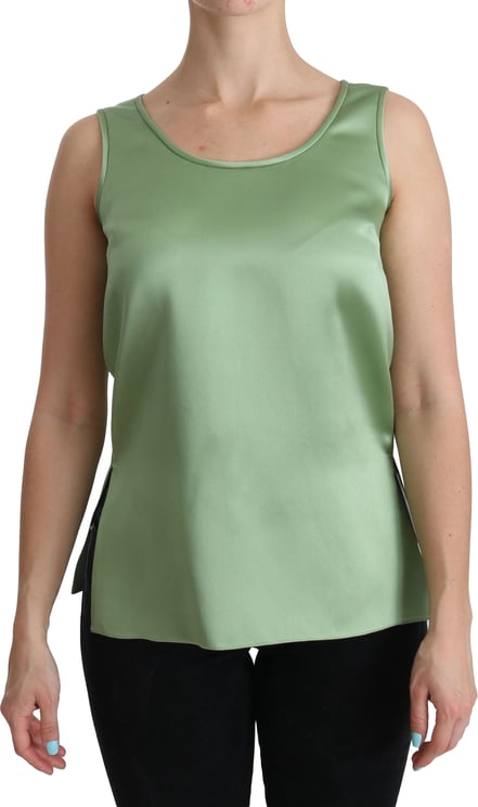 Dolce & Gabbana Dolce & Gabbana Green Sleeveless 100% Silk Top Tank Blouse