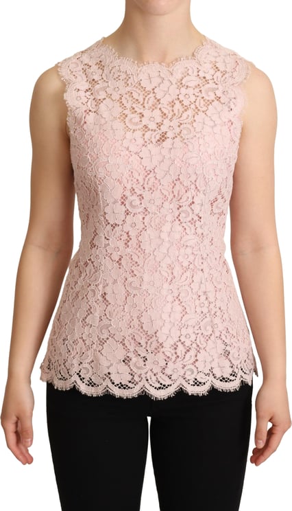 Dolce & Gabbana Dolce & Gabbana Pink Floral Lace Sleeveless Tank Blouse Top
