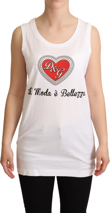 Dolce & Gabbana Dolce & Gabbana White La Moda Crystal Tank Top T-shirt