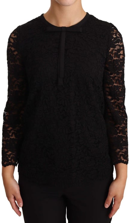 Dolce & Gabbana Dolce & Gabbana Black Floral Lace Nylon Blouse Top