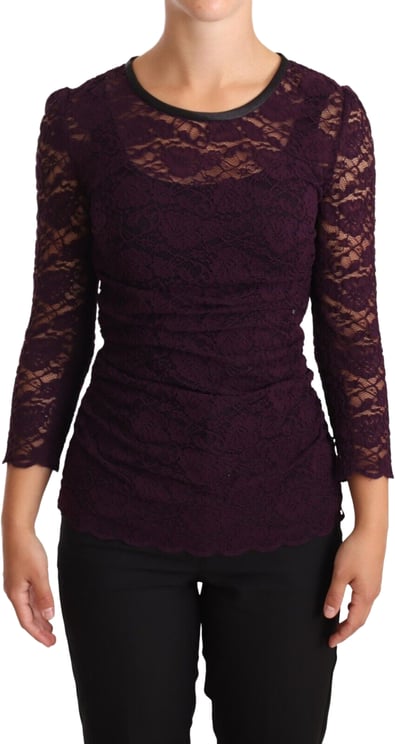 Dolce & Gabbana Dolce & Gabbana Purple Lace Long Sleeve Top Blouse