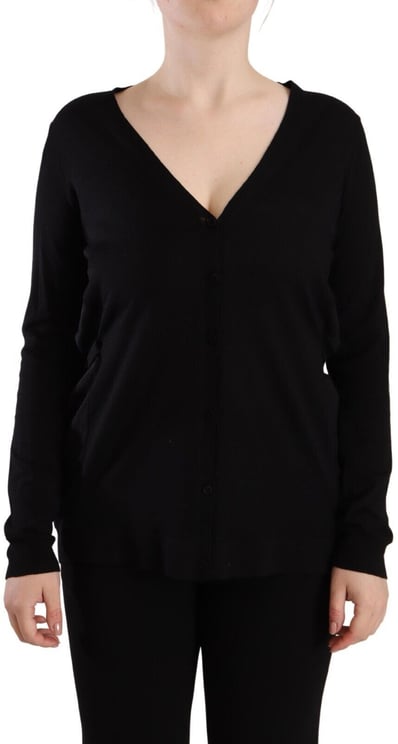 Dolce & Gabbana Dolce & Gabbana Black Wool V-neck Long Sleeves Pullover Top